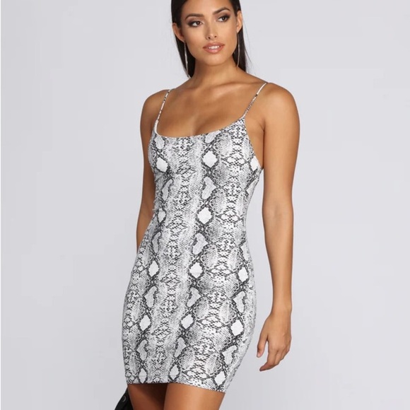 Windsor Snake Print Mini Dress XS | Bodycon Spaghetti Strap - Picture 4 of 8